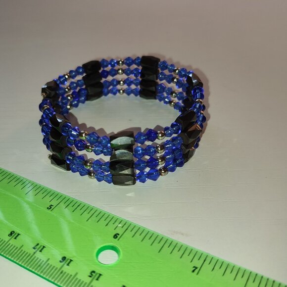 Deep Blue Magnetic Bracelet or Necklace Cobalt Vintage Wear as You Want - Picture 3 of 7